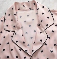 Women's Pajama Set, Satin Premium Feeling Pajamas, Lapel Heart All Over Print Women's Pajamas, Comfortable Skinny Women's Pajamas - Perfect Gift For Her!