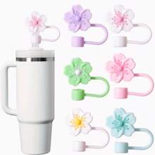 2 PCS Cute Flower Silicone Stoppers, Largestraw Dust Caps, Fit For 10mm Straws, Gift,Cup Accessories.Compatible With Stanley