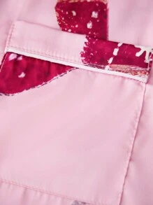 Women's 2 Piece Lounge Set Long Sleeve Lapel Goblet Print Shirt Pants Sleepwear Sets - 粉色 - 查看 7