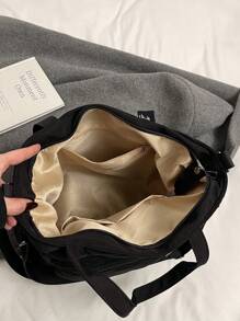 Bolso de tote acolchado de unicolor de gran capacidad y estilo casual de negocios, ligero, con monedero. Nuevo bolso de estilo coreano de mochilero para estudiantes de secundaria, bolso casual de hombro y bandolera para mujeres