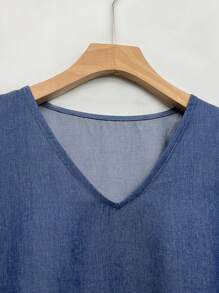 1pc Loose Fit Thickened Denim Effect Dress, One-Size-Fits-All - Blue - View 4