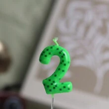 1pc Green Mosaic Checkered Pattern Digital Candles, Birthday Candle, Cake Baking Decoration, Celebrations And Anniversaries - Green - View 7