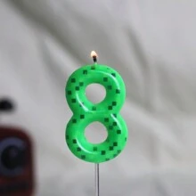 1pc Green Mosaic Checkered Pattern Digital Candles, Birthday Candle, Cake Baking Decoration, Celebrations And Anniversaries - Green - View 3