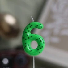 1pc Green Mosaic Checkered Pattern Digital Candles, Birthday Candle, Cake Baking Decoration, Celebrations And Anniversaries - Green - View 4