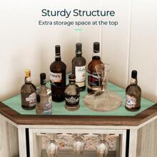 LINSY HOME Corner Bar Cabinet, 68.5" Tall Farmhouse Wine Cabinet With Rotating Liquor Shelves, Home Bar Cabinet With Barn Door & Adjustable Shelves For Dining Room, Living Room, Kitchen, Washed Gray - 水洗灰 - 查看 4