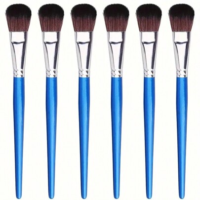 6pcs Mop Brush For Acrylic Painting 1 Inch Blending Brush Paint Brushes For Acrylic Painting Oval Mop Acrylic Brush With Wooden Handle For Acrylic Paint, Watercolor, Face And Body Art Painting,Back To School,School Supplies