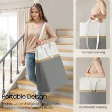 Cesto portabiancheria pieghevole extra large impermeabile con doppi manici per biancheria e storage - Multicolore - Visualizzare 4