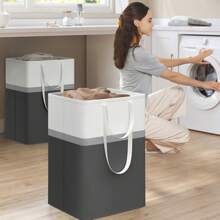 Cesto portabiancheria pieghevole extra large impermeabile con doppi manici per biancheria e storage - Multicolore - Visualizzare 2