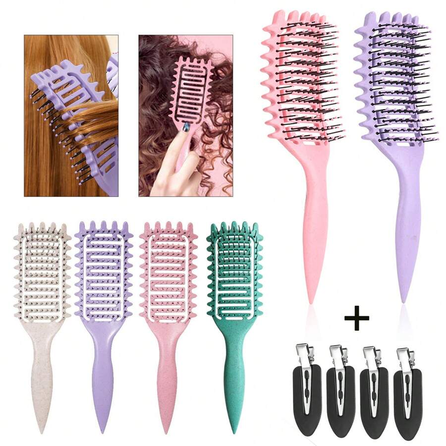 5 件套全新透气卷发刷，用于定义和塑造卷发 - 女性卷发，由 Candybrush 设计 - 彩色 - 查看 1