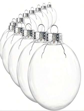 6pcs Transparent Christmas DIY  Balls,   Clear Plastic Fillable Ornament Ball For DIY Craft Projects, Wedding, Christmas, Party, Home Decorations