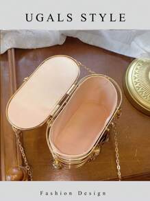 奢华女士新娘婚礼珍珠钱包派对舞会闪亮水钻手包手提包晚宴手拿包水桶包 - 香檳色 - 查看 4