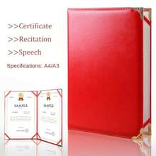 1pc Signing Contract A3 A4 Art Paper Hardcover Hosted Speech Plush Surface PU Leather Certificate Protector Thicken Poetry Reading Certificate Cover File Page Folder