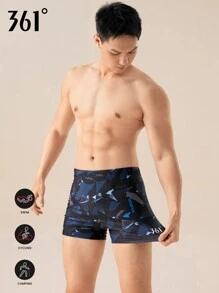 361degree 361 Degrees Novo calção de banho esportivo profissional masculino, estilo corte quadrado, tecido de alta elasticidade, ajuste de cintura com cordão, cós elástico, não desbota, adequado para natação, surfe, praia, spa, rafting, caminhadas, férias, adultos e adolescentes