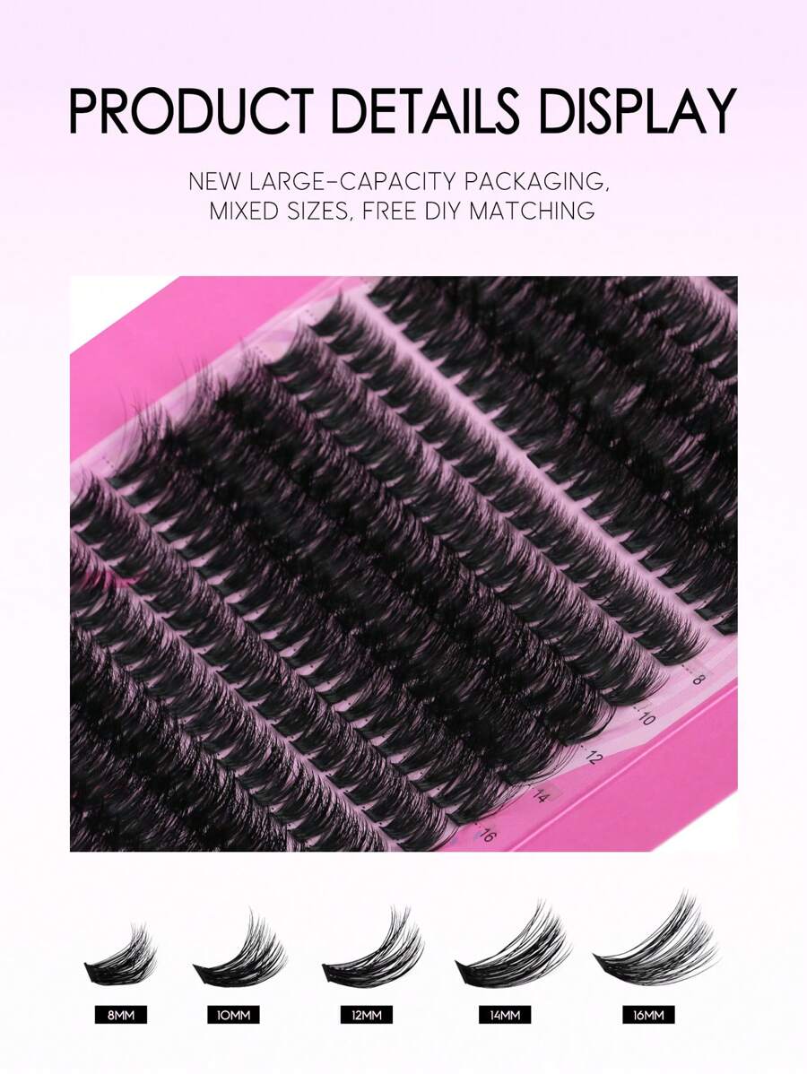 GROINNEYA 15 Rows 300 Clusters C Curl Faux Mink Cluster Eyelash ...