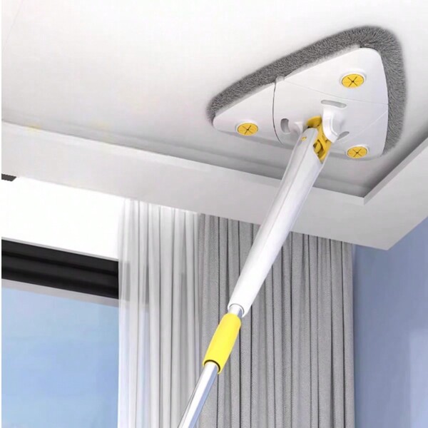 Einziehbarer, rotierender, handwaschbarer Dreiecksmopp, geeignet für Wohnzimmer, Schlafzimmer, Küche, Bad, Boden, Decke, Fliesen, Wände, Glasfenster, Autoreinigung