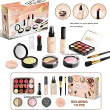 3/10/12pcs Girls Pretend Makeup Toys Beauty Salon Set, Realistic Lipstick Eyeshadow Vanity Playset, Suitable For 4-8 Years Old Girl, Fashion Makeup Party Gift For Kids Christmas Birthday (No Real Cosmetics)