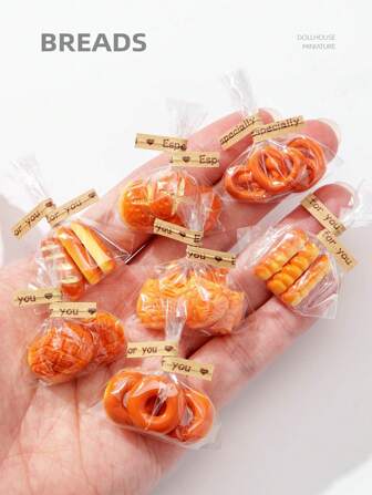 1 件微型面包娃娃屋配件：1/12 1/6 比例逼真法棍面包、甜甜圈、椒盐卷饼面包、厨房和面包店场景装饰