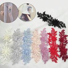 1Pair Embroidered 3D Lace Trim Patches Sticker Sew On Patch Flower Applique DIY Embroidery DIY Clothes Bag Badges Accessories