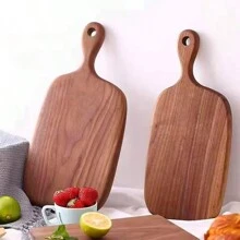 带手柄的红木切菜板、牛排、奶酪、面包、寿司、披萨托盘、茶具、圣诞派对盘子、自助餐和宴会食物托盘、情人节礼物 - 棕色 - 查看 2
