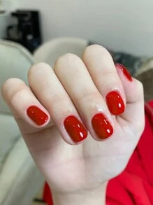 1瓶15毫升红色纯凝胶指甲油，半永久可卸UV/LED美甲凝胶，情人节美甲 - 紅色 - 查看 4