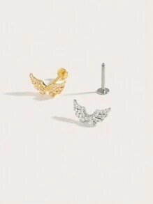 1pc Fashionable Minimalist Stainless Steel Angel Wing Shaped Diamond Stud Earrings, Suitable For Women's Daily Wear - Wing - View 6