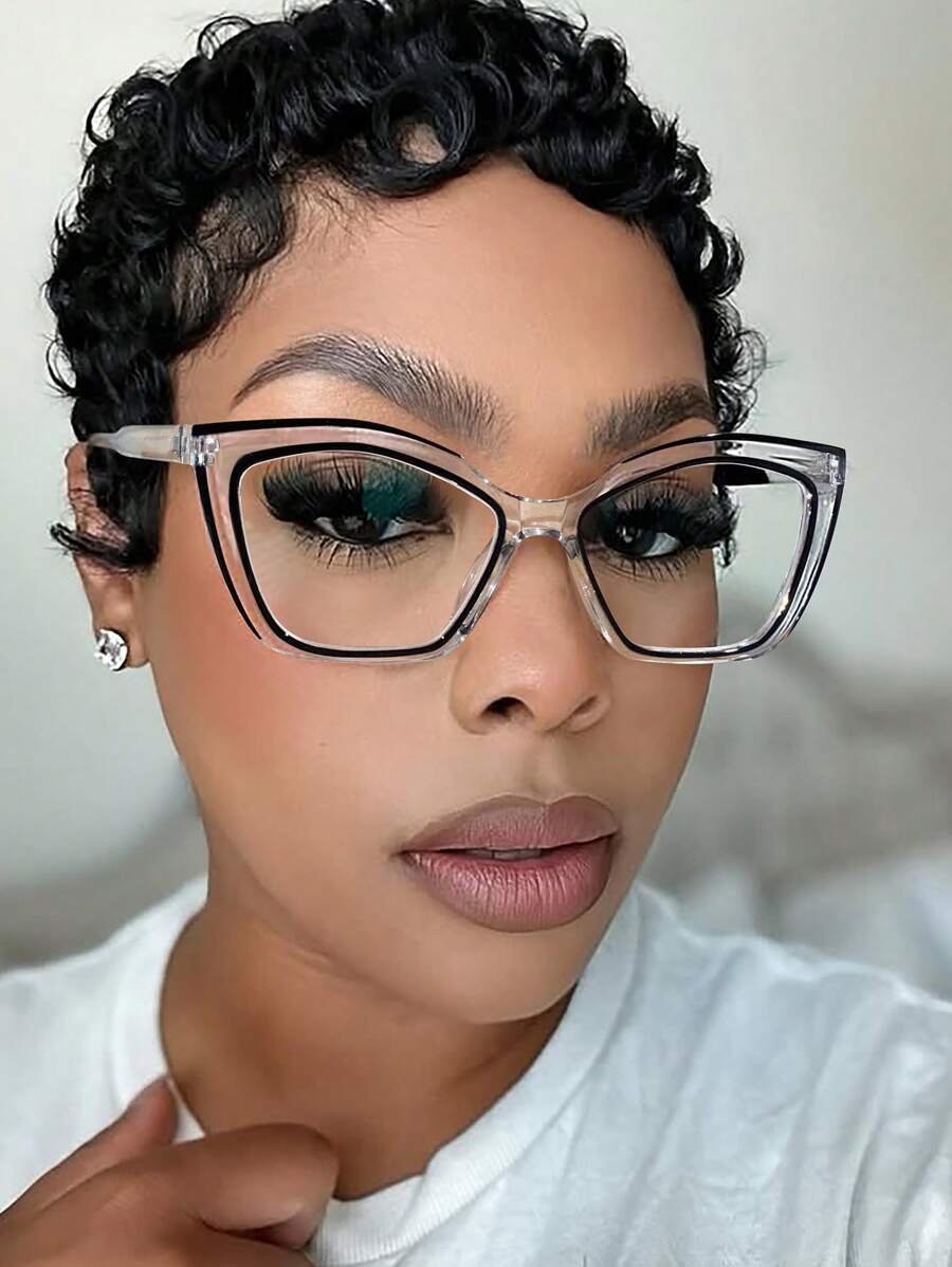 1/2/3 PCS Women's Acrylic Colorblocking Cat Eye Fashion Light Glasses For Daily Reading And Work Commute Use - 彩色 - 查看 1