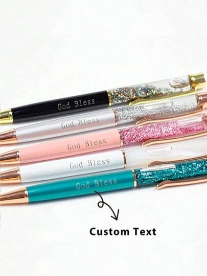 1 st. anpassad kristallkulspetspenna med graverad logotyp/namn och svart bläck, ökenhöstmysig, kontorsinredning, nytt jobb, kontorsmaterial