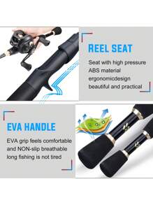 SOUGAYILANG Basic/Lightweight Portable Fishing Rod Combo, Includes Telescopic Fishing Rod, 8.1:1 Baitcast Reel, Colorful PE Braided Fishing Line, And Soft/Hard Baits, Suitable For Freshwater And Saltwater Fishing - Grey - View 6