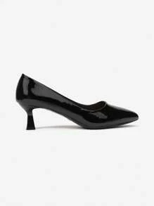 Chaussures à talons hauts élégantes et simples de couleur unie à la mode, talons hauts - Noir - Voir 2