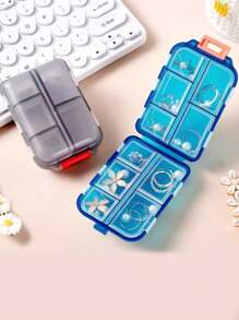 1 个双层药盒，便携式 10 隔层透明密封药品收纳盒，用于耳环、项链、旅行配件、渔具的珠宝盒 - 彩色 - 查看 9