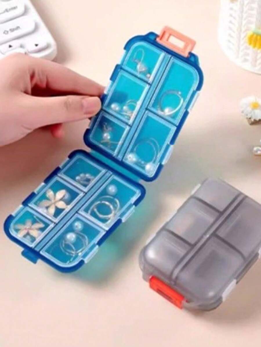 1 个双层药盒，便携式 10 隔层透明密封药品收纳盒，用于耳环、项链、旅行配件、渔具的珠宝盒 - 彩色 - 查看 1