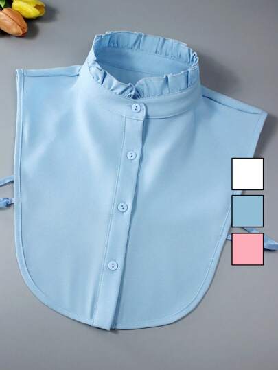 1pc Stand Collar Ruffle Fake Collar, Adjustable Vintage Elegant Style, Versatile For Casual, Business Occasions, Suitable To Pair With Sweater, T-Shirt, Coat, Suit