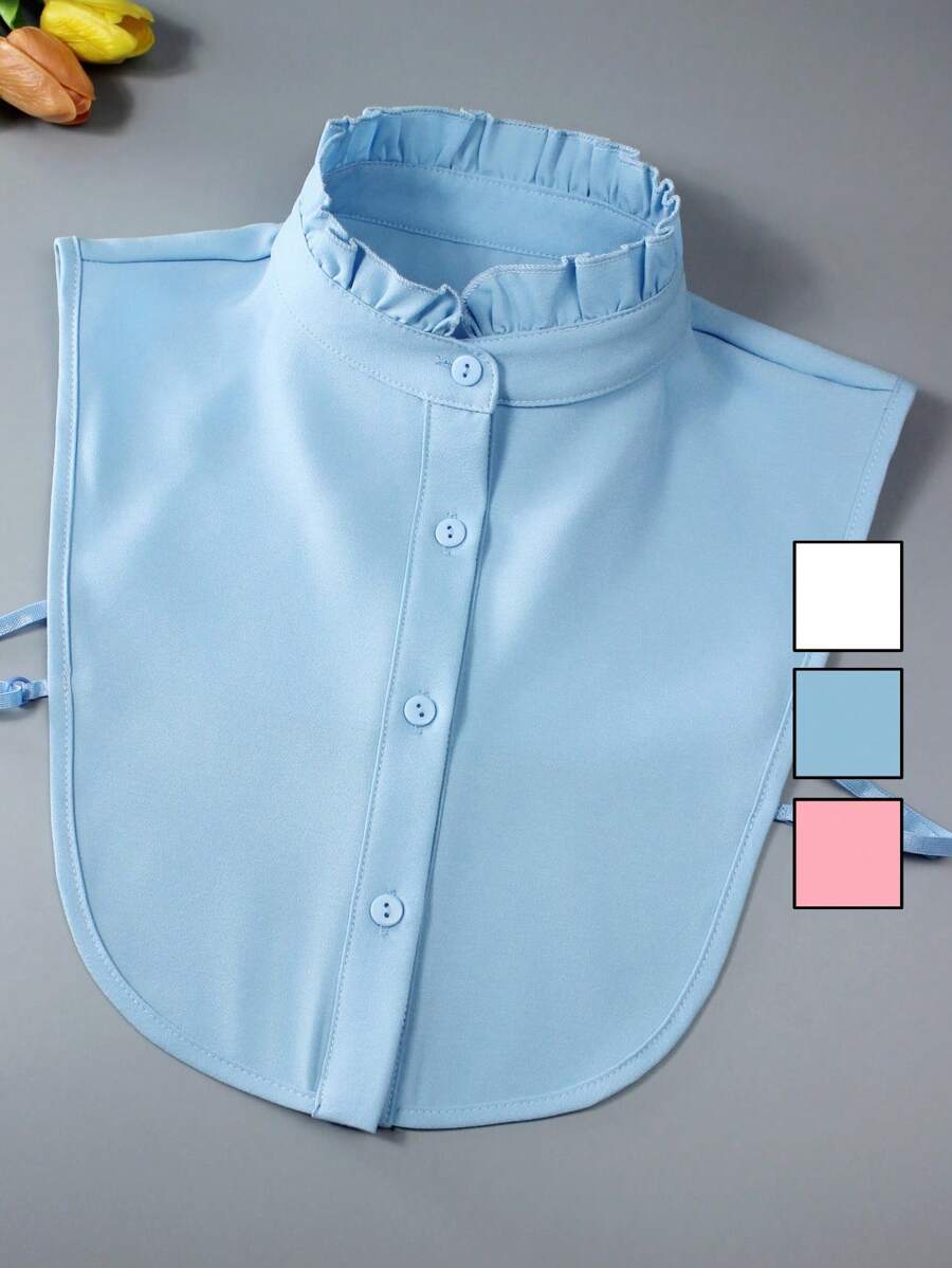 1件立领荷叶边假领，可调节复古优雅风格，适合休闲、商务场合，可搭配毛衣、T恤、外套、西装，也可用于圣诞装饰