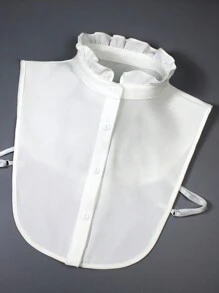 1件立领荷叶边假领，可调节复古优雅风格，适合休闲、商务场合，可搭配毛衣、T恤、外套、西装，也可用于圣诞装饰