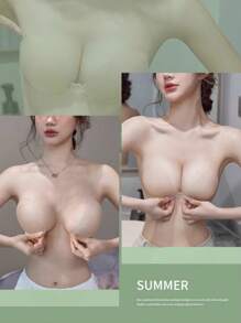 Reggiseno adesivo trasparente senza spalline, reggiseno adesivo push-up invisibile, reggiseno in silicone senza schienale, lavabile, adatto per donne con abiti da bagno, abiti senza schienale, bikini, adatto per nuoto e corsa