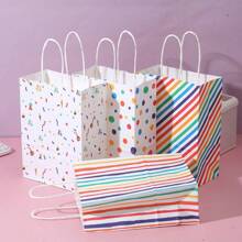 12pcs Multicolor Kraft Paper Gift Bags With Star, Polka Dot And Stripe Patterns - Suitable For Holiday And Party Christmas Gifts Valentine's Day - Multicolor - View 4