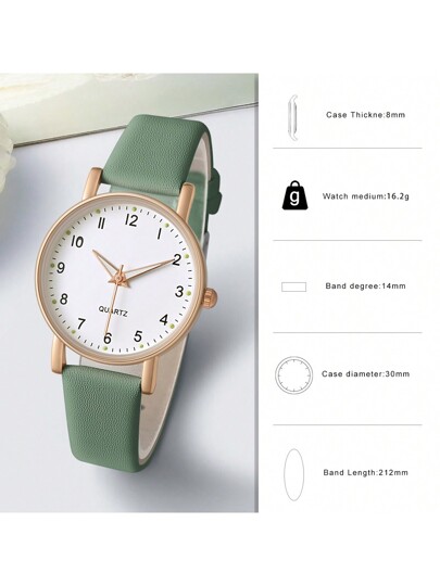 1pc Leather Quartz Wristwatch, Women view 4
