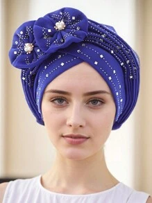 全新欧美风格多层水钻花朵帽带绑带，非洲 Gele 头巾