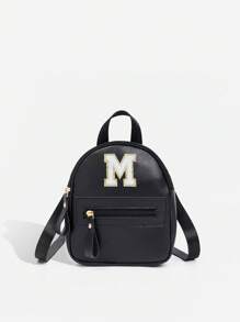 1 件女孩经典背包，带 26 个 A-Z 字母，单肩包，心形钱包，可调节肩带，情人节礼物的理想选择，适合日常、户外、学校、旅行、徒步旅行、便携，很棒的礼物选择 - 黑色 - 查看 28