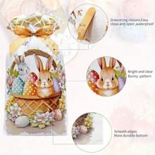 10PCS Easter Drawstring Candy Bag Easter Treats Bags 6''X9'' Plastic Easter Gift Bags For Classroom Party Favor Goodie Bags