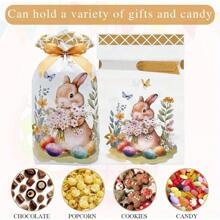 10PCS Easter Drawstring Candy Bag Easter Treats Bags 6''X9'' Plastic Easter Gift Bags For Classroom Party Favor Goodie Bags