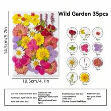 35pcs Dried Pressed Flowers For Resin Molds, Real Pressed Flowers Dry Leaves Kit For Art Crafts Resin Jewelry Making Scrapbook Supplies Card Making Soap Candle DIY Nails Decor| Valentine Day's Gift| Couple Gift| Christmas Gift Xmas Gift| Halloween Gift Decor