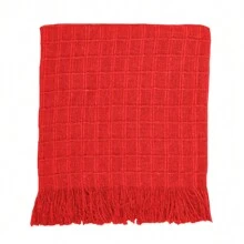 Premium 100% Cotton Large Handmade Blanket For Sofa Sofa Protector Cover - 紅色 - 查看 2
