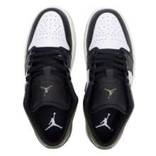 男款 Air Jordan 1 低帮篮球鞋 - 553558-092 - 黑/白/中橄欖綠 - 查看 4