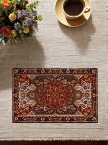 4 Piezas Manteles Individuales Geométricos de Estilo Bohemio con Patrón Alfombra Rojo y Gris, Estilo Retro Geométrico para Granja, Resistentes al Calor, Decorativos, Lavables, para Mesa de Comedor, Terraza, Fiesta de Té, Cocina del Hogar - Rojo - Ver 4