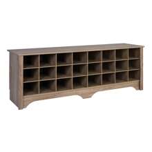 El banco para el recibidor con almacenamiento y asiento: Banco con cubículo para 24 pares de zapatos, ideal como estantería para zapatos blanca en la entrada, con dimensiones de 15.5" P x 60" A x 20.25" H - Gris - Ver 4