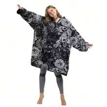 Áo hoodie mặc được cho nam nữ - Áo nỉ nỉ cỡ lớn - Có túi lớn và tay áo - Chăn ấm áp làm quà tặng sinh nhật cho người lớn Mèo - Nhiều màu - Xem 4