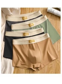 4pcs/Set Men Underwear Boxer Briefs Breathable U Convex BoxerShorts Comfortable Loose Male Underpants Sexy Trunks - Multicolor - View 2