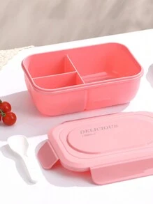 Customized Single-Layer Three Compartment Lunch Box That Can Be Heated In The Microwave, Plastic Sealed With Lid, Leak Proof Partition, Lunch Box With Tableware, Can Be Used In Multiple Scenarios For Learning - Multicolor - View 5
