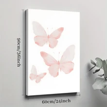 1pc Framed Canvas Poster, Pink Butterfly Preppy Wall Art Canvas Paintings, Ideal Gift For Bedroom Living Room Corridor, Wall Art, Room Decoration - Multicolor - View 10